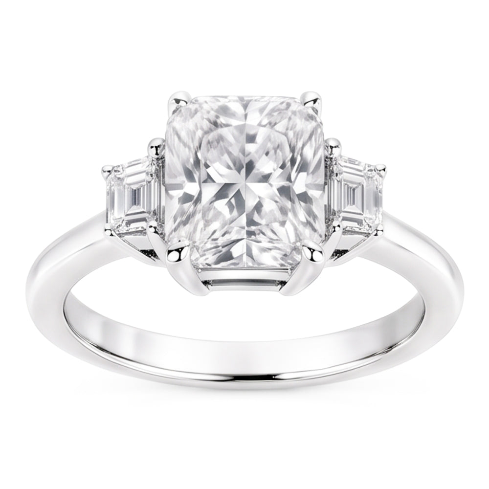 1.91 Carat Cushion Real Natural Earth Mined DIAMOND ( NOT LAB GROWN ) Three 3 Stone Ring Gold New