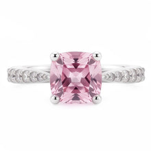 1.91 Carat Pink Sapphire Cushion White Engagement Ring Gemstone