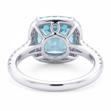 1.91 Carats Blue Cushion Halo Center Gemstone Ring White Gold 14K