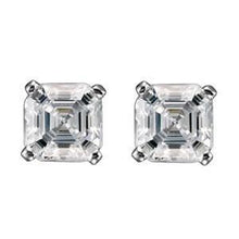 1 Carat Asscher Cut Real Diamond Stud Earring 14K White Gold