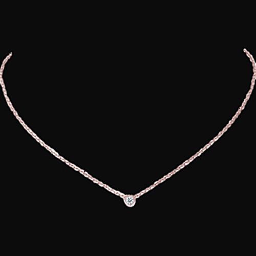1 Carat Bezel Set Real Diamond Solitaire Necklace Pendant Rose Gold 14K