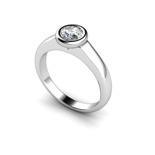 1 Carat Bezel Set Solitaire Real  Diamond Engagement Ring