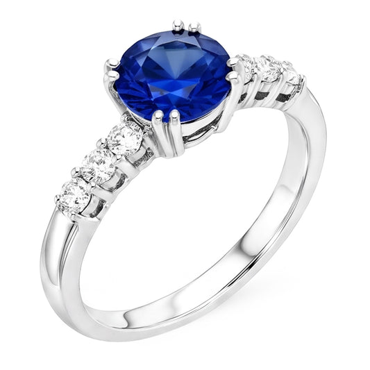 1 Carat Blue Sapphire Anniversary Ring