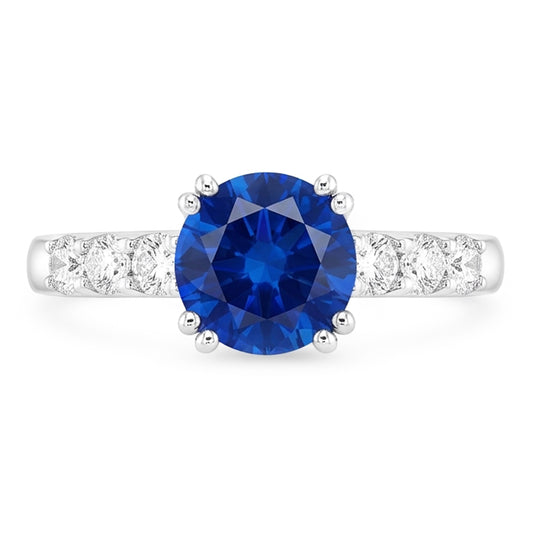 1 Carat Blue Sapphire Anniversary Ring