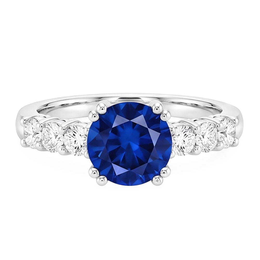 1 Carat Blue Sapphire Anniversary Ring