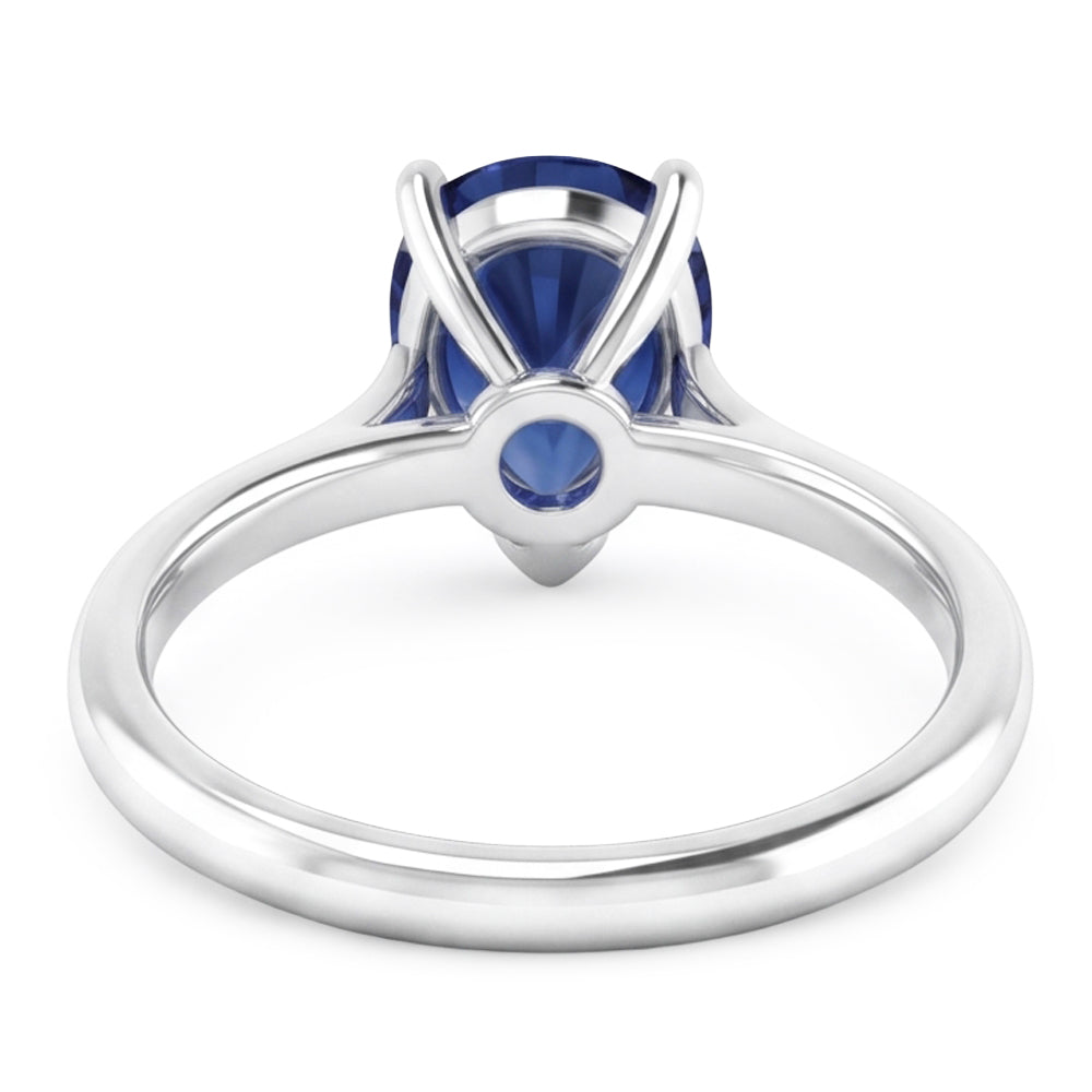 1 Carat Ceylon Sapphire Solitaire Ring Pear Cut Cathedral Setting