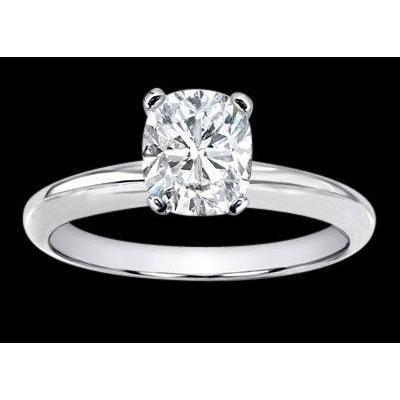 1 Carat Cushion Genuine Diamond Solitaire Engagement Ring
