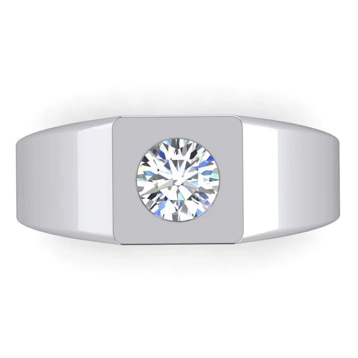 1 Carat F VS1 Natural Earth Mined DIAMOND ( NOT LAB GROWN ) Men's Solitaire Ring 14K White Gold