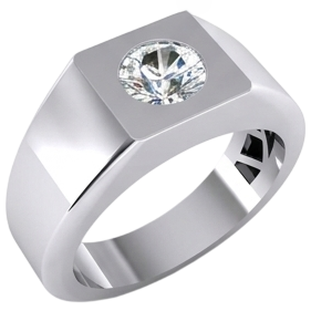 1 Carat F VS1 Natural Earth Mined DIAMOND ( NOT LAB GROWN ) Men's Solitaire Ring 14K White Gold