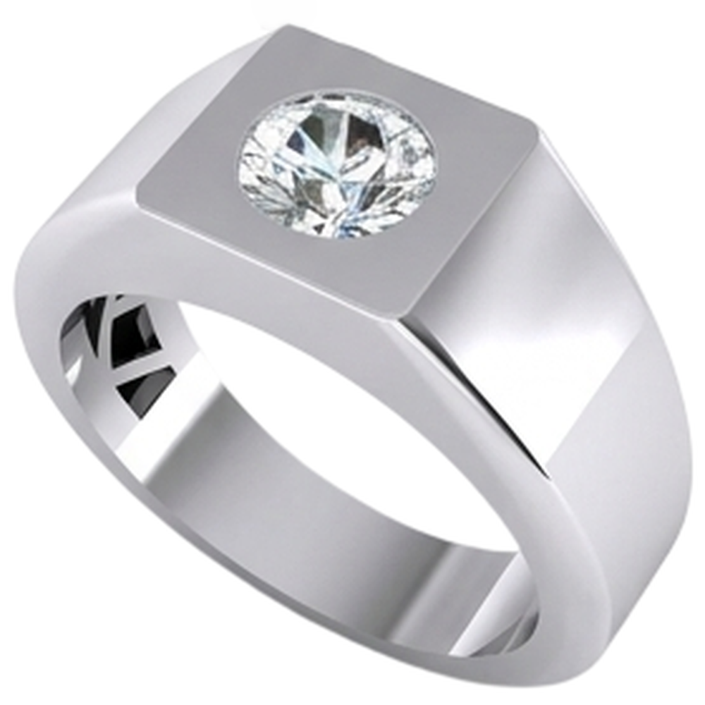 1 Carat F VS1 Natural Earth Mined DIAMOND ( NOT LAB GROWN ) Men's Solitaire Ring 14K White Gold