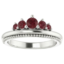 1 Carat Five Stone Ring Ruby White Gold 14K