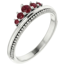 1 Carat Five Stone Ring Ruby White Gold 14K