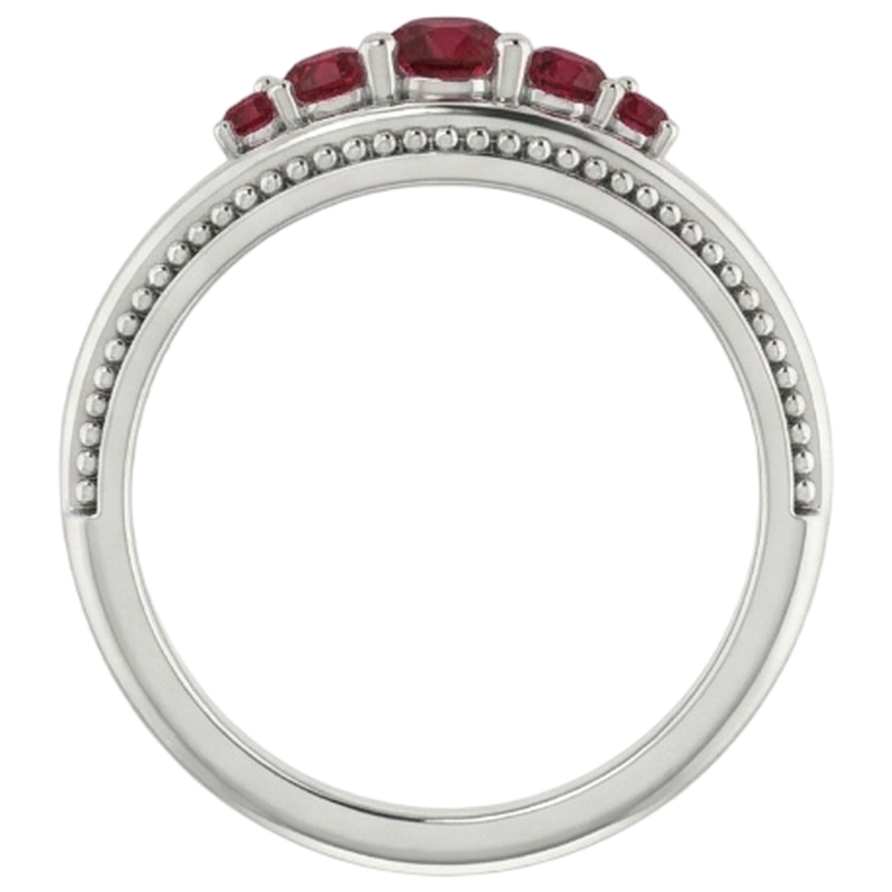 1 Carat Five Stone Ring Ruby White Gold 14K