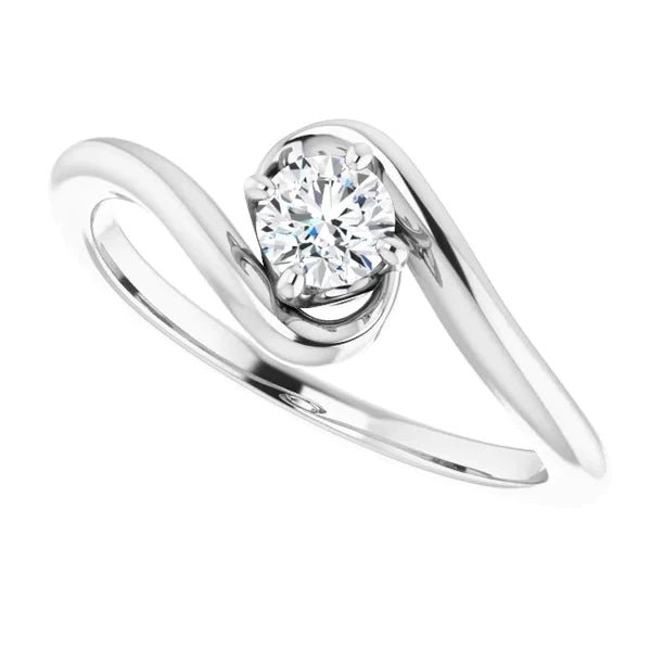 1 Carat Freeform Real Diamond Engagement Ring White Gold 14K Jewelry