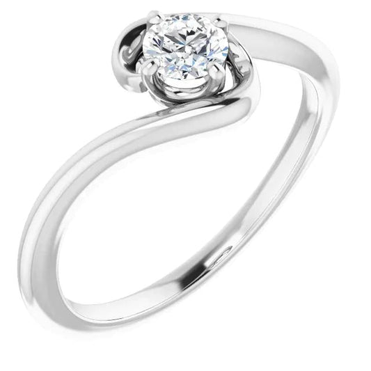 1 Carat Freeform Real Diamond Engagement Ring White Gold 14K Jewelry