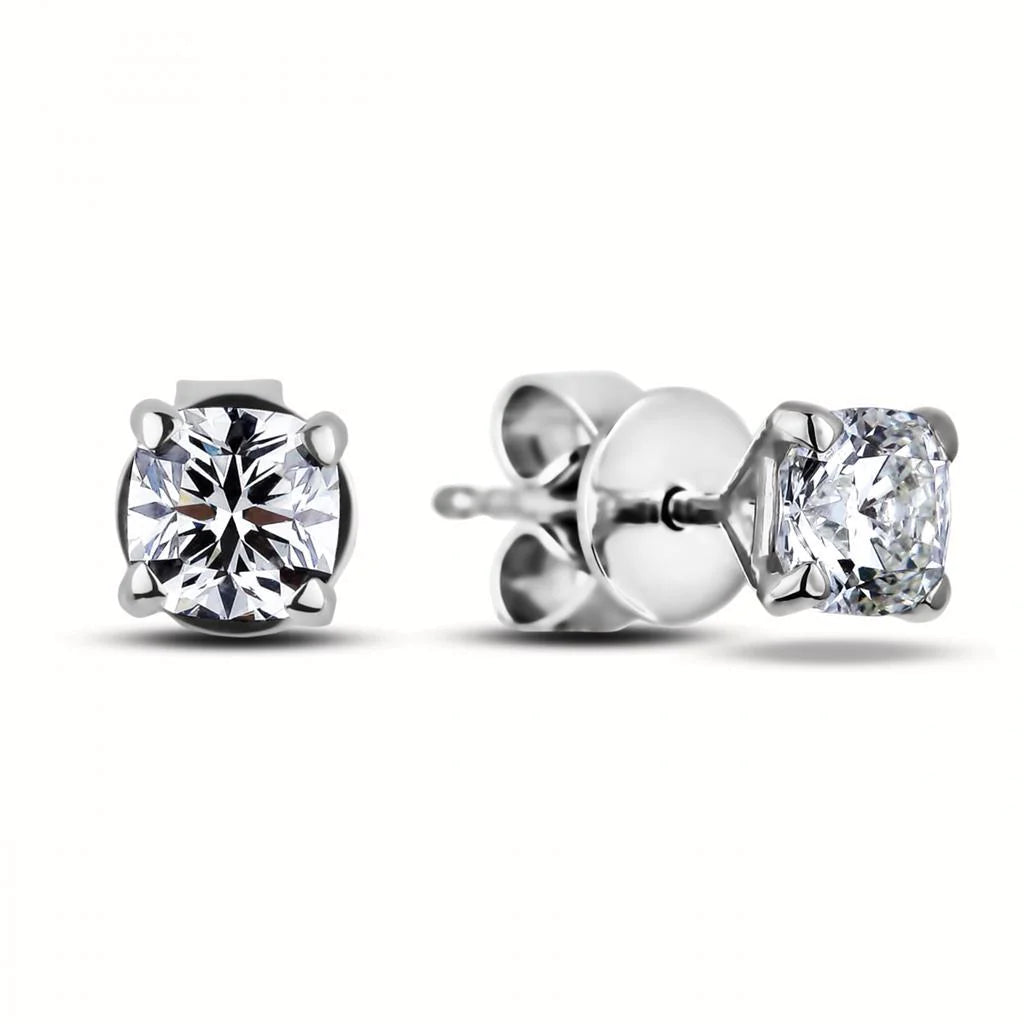 1 Carat Genuine Cushion Cut Diamond Stud Earring
