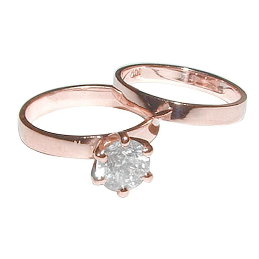 1 Carat Genuine Diamond Engagement Ring Set Solitaire