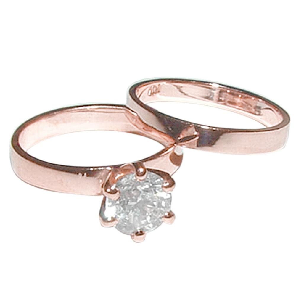 1 Carat Genuine Diamond Engagement Ring  Wedding Band