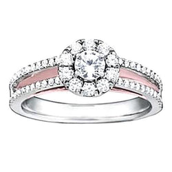 1 Carat Genuine Diamond Split Shank Engagement Ring White Gold 14K