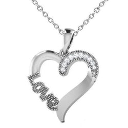 1 Carat Genuine Round Cut Diamond Love Pendant Necklace 14K White Gold
