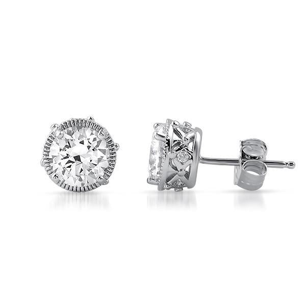 1 Carat Genuine Round Cut Diamond Stud Earring Jewelry