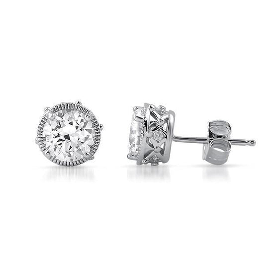 1 Carat Genuine Round Cut Diamond Stud Earring Jewelry