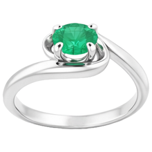 1 Carat Green Emerald Ring Freeform Shank Setting White Gold 14K