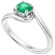 1 Carat Green Emerald Ring Freeform Shank Setting White Gold 14K