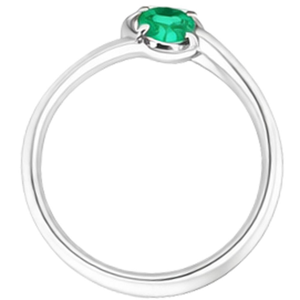 1 Carat Green Emerald Ring Freeform Shank Setting White Gold 14K