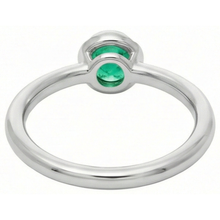 Emerald Round Cut Precious Stone Ring in Two-Tone 14K Gold – back view