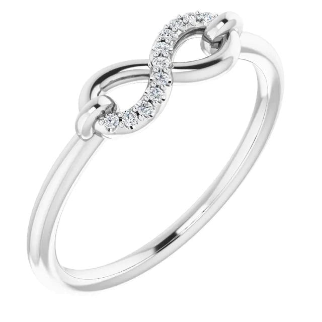 1 Carat Infinity Natural Diamond Promise Ring White Gold 14K