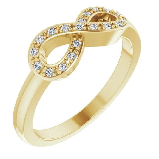1 Carat Infinity Natural Diamond Promise Ring Yellow Gold 14K Vs1 F