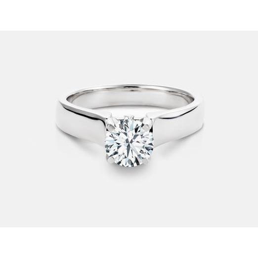 1 Carat Ladies Round Natural Earth Mined Diamond Solitaire Ring 14K White Gold