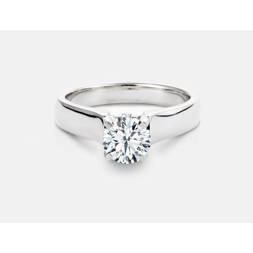 1 Carat Ladies Round Natural Diamond Solitaire Ring 14K White Gold
