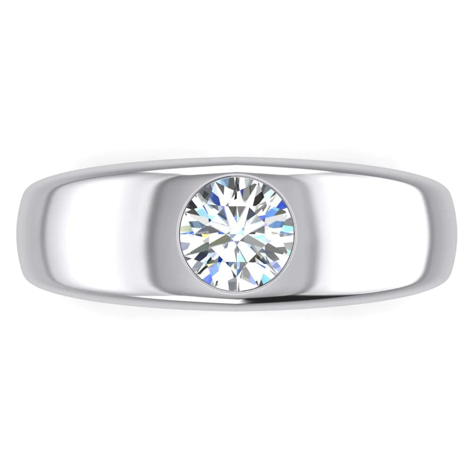 1 Carat Men Gypsy Solitaire Genuine Diamond Ring F Vs1  Diamond White Gold 14K