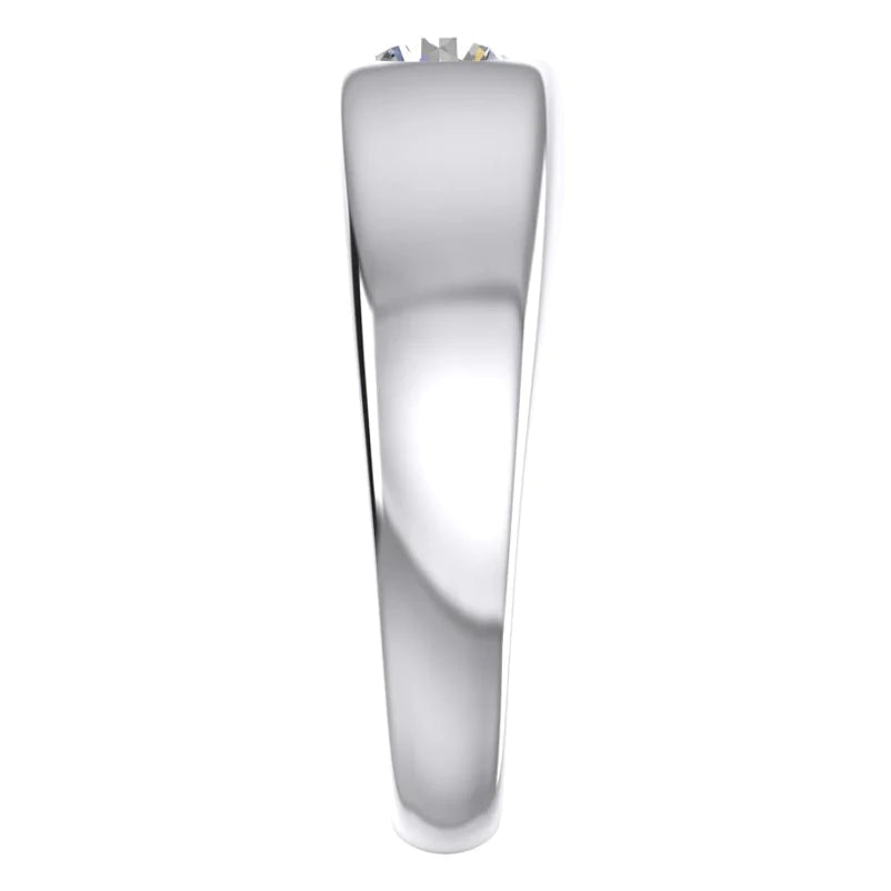 1 Carat Men Gypsy Solitaire Genuine Diamond Ring Round Diamond White Gold 14K