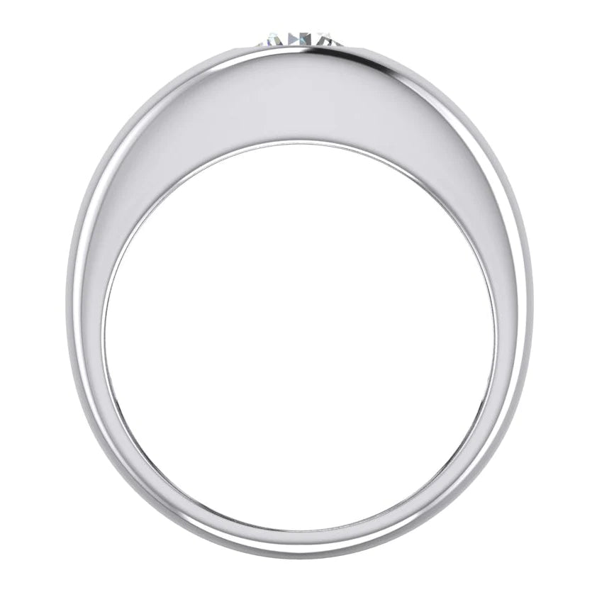  Men Gypsy Solitaire Genuine Diamond Ring F Vs1 Round Diamond White Gold 14K