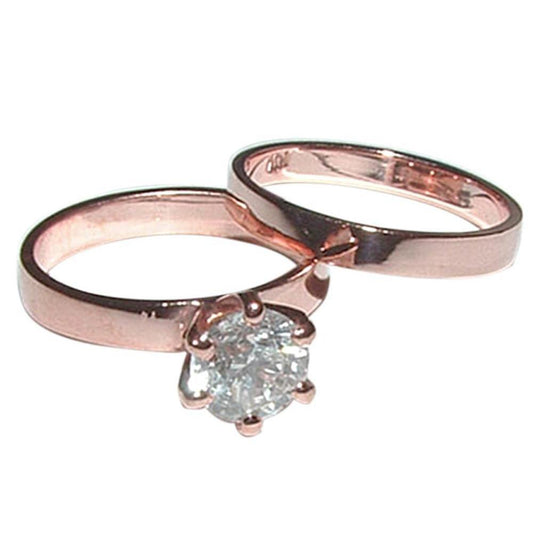 1 Carat Natural Diamond Solitaire Engagement Ring Band Rose Gold 14K