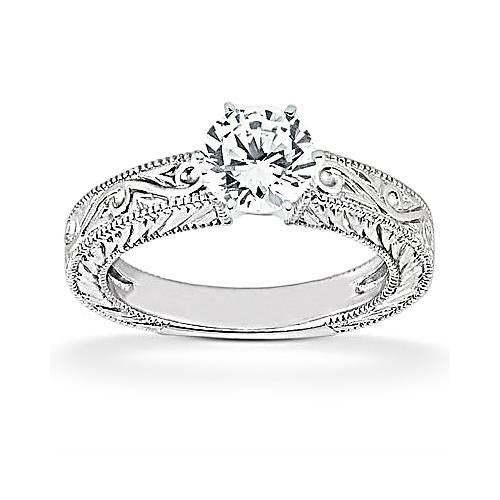1 Carat Natural Diamond Solitaire Wedding Ring Band Set F VS1