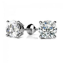 1 Carat Natural Round Diamond Stud Earring 14K White Gold