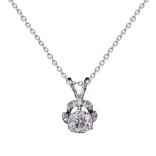 1 Carat Natural Round Solitaire Flower Pendant Necklace White Gold 14K