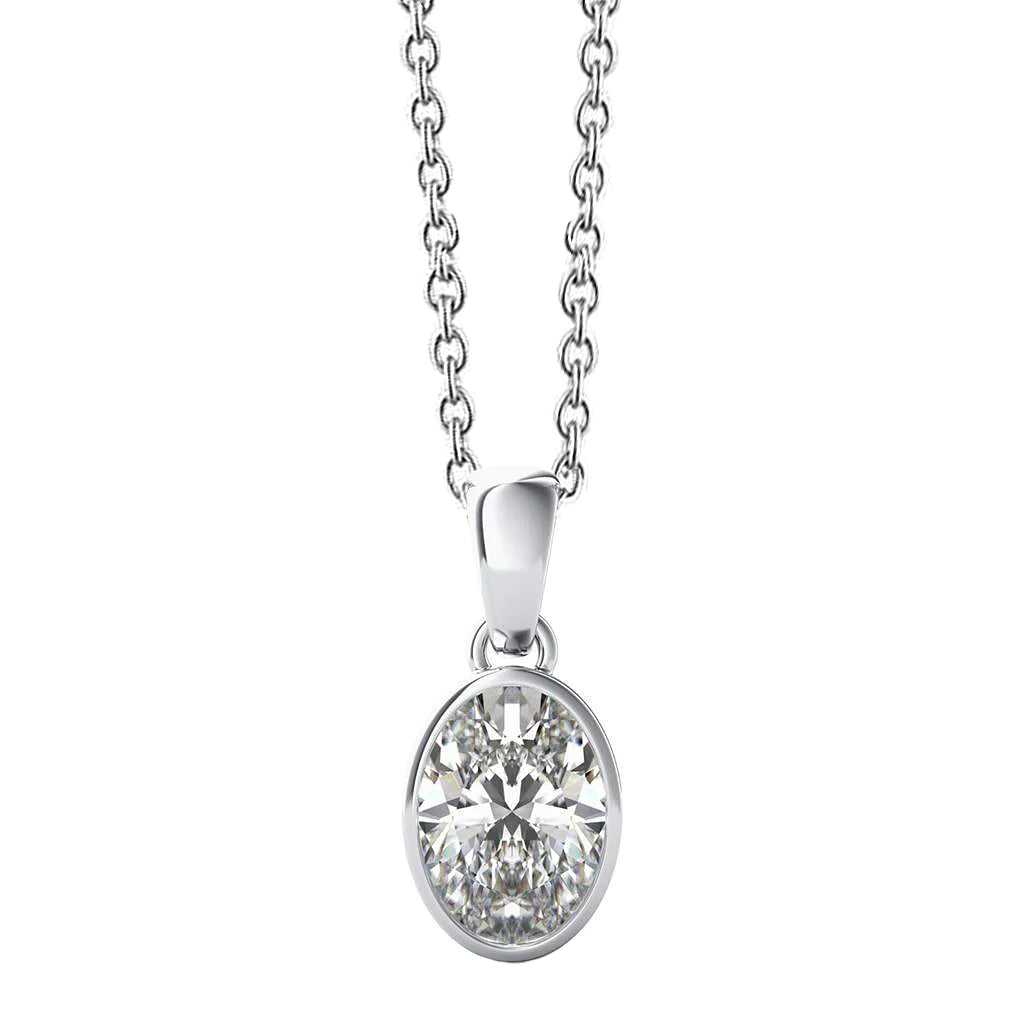 1 Carat Oval Cut Solitaire Real Diamond Pendant Ladies Jewelry