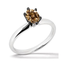 1 Carat Oval Real Champagne Diamond Wedding Ring Gemstone