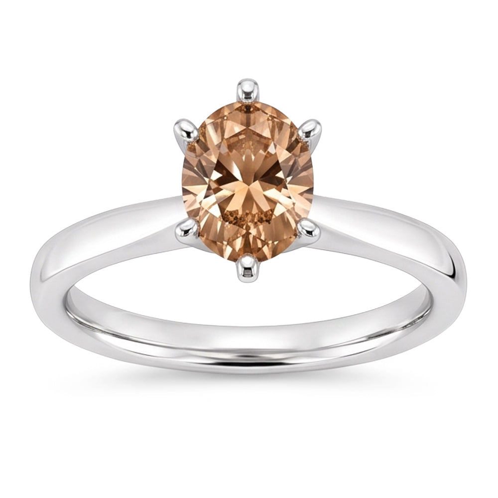 1 Carat Oval Real Champagne Natural Earth Mined DIAMOND ( NOT LAB GROWN ) Wedding Ring Gemstone