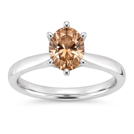 1 Carat Oval Real Champagne Natural Earth Mined DIAMOND ( NOT LAB GROWN ) Wedding Ring Gemstone