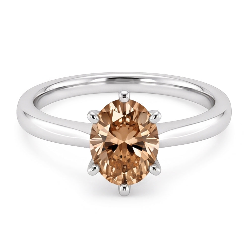 1 Carat Oval Real Champagne Natural Earth Mined DIAMOND ( NOT LAB GROWN ) Wedding Ring Gemstone