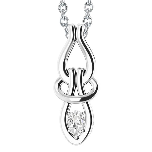 1 Carat Pear Old Cut Genuine Diamond Pendant Solitaire White Gold 14K