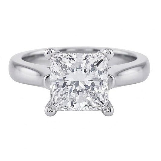 1 Carat Princess Cut Solitaire Natural Earth Mined Diamond Wedding Ring 14K White Gold