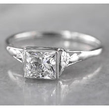 1 Carat Princess Solitaire Diamond Ring Tapered Style White Gold 14K