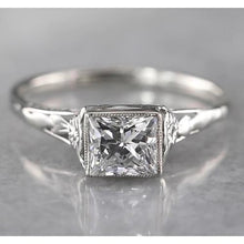 1 Carat Princess Solitaire Natural Earth Mined Diamond Ring Tapered Style White Gold 14K